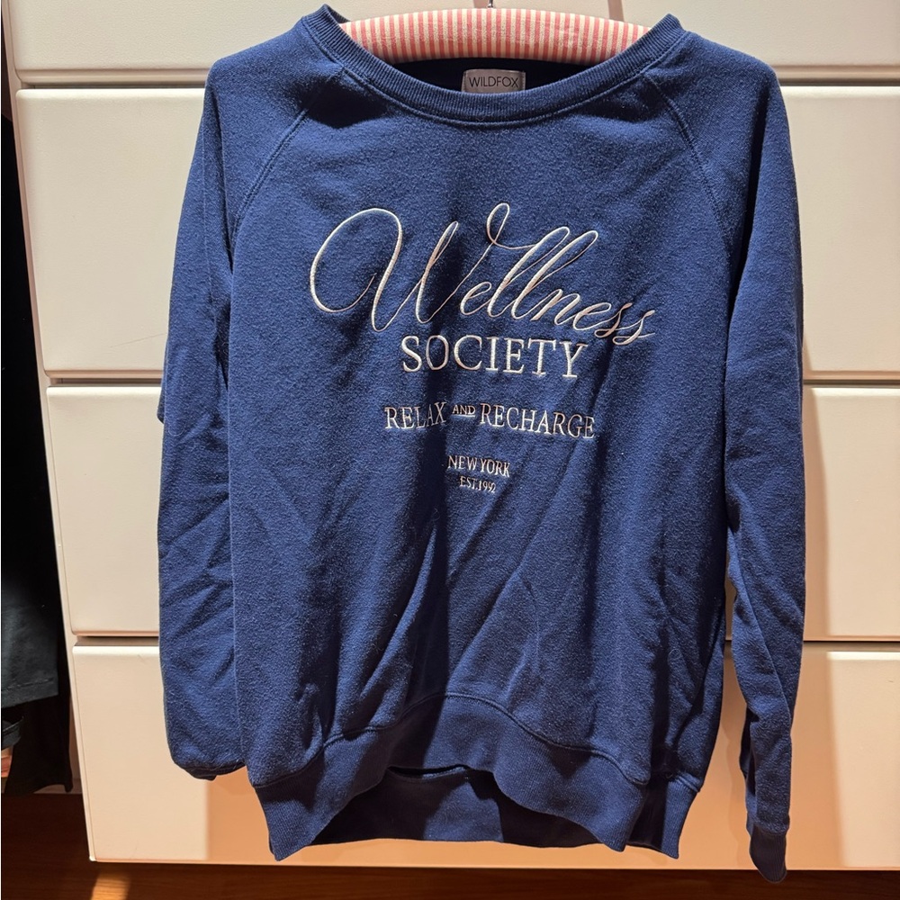 Wildfox wellness society navy blue sweatshirt